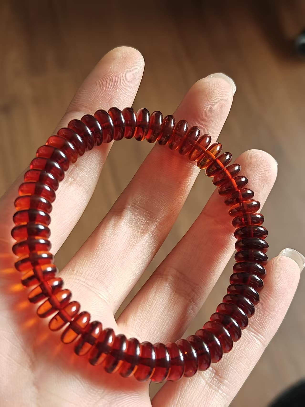 Blood Amber Tablet Bead